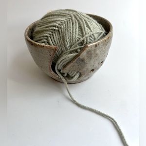 Studio Pottery Neutral Speckled  Handmade Artist Signed Yarn Bowl